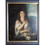 Tizian.- Büßende Maria Magdalena. Öl auf Leinwand. Wohl 18. oder 19. Jahrhundert. 44 x 34 cm. Neu