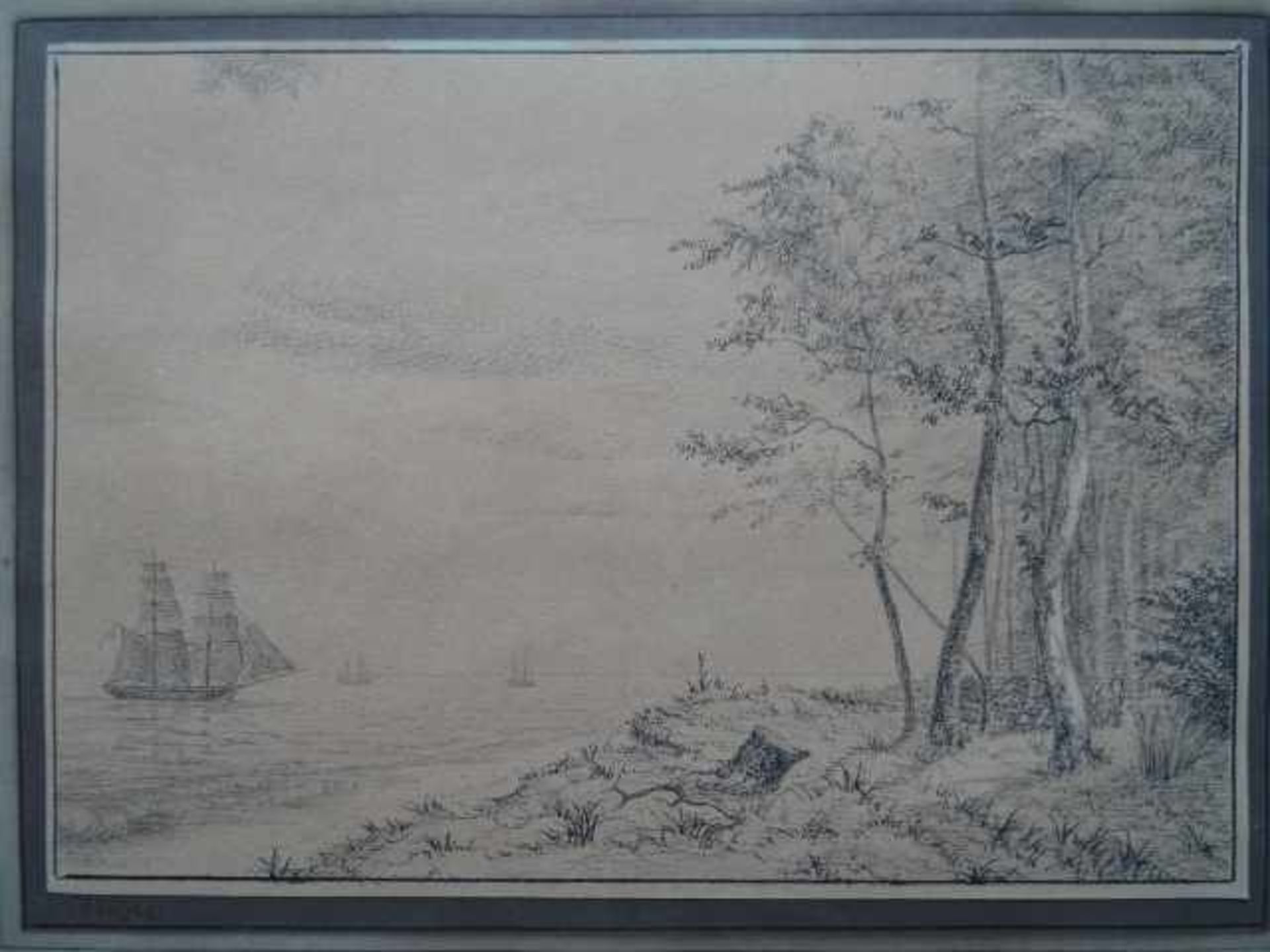 Meyer, Emma Eleonore (Flensburg 1859 - 1921 Frederiksberg). Küstenszene. Federzeichnung mit - Bild 2 aus 3