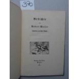 Walser, R. Gedichte. Berlin, Cassirer, (1918). 38 S., 1 Bl. Mit 16 Illustrationen von Karl Walser.