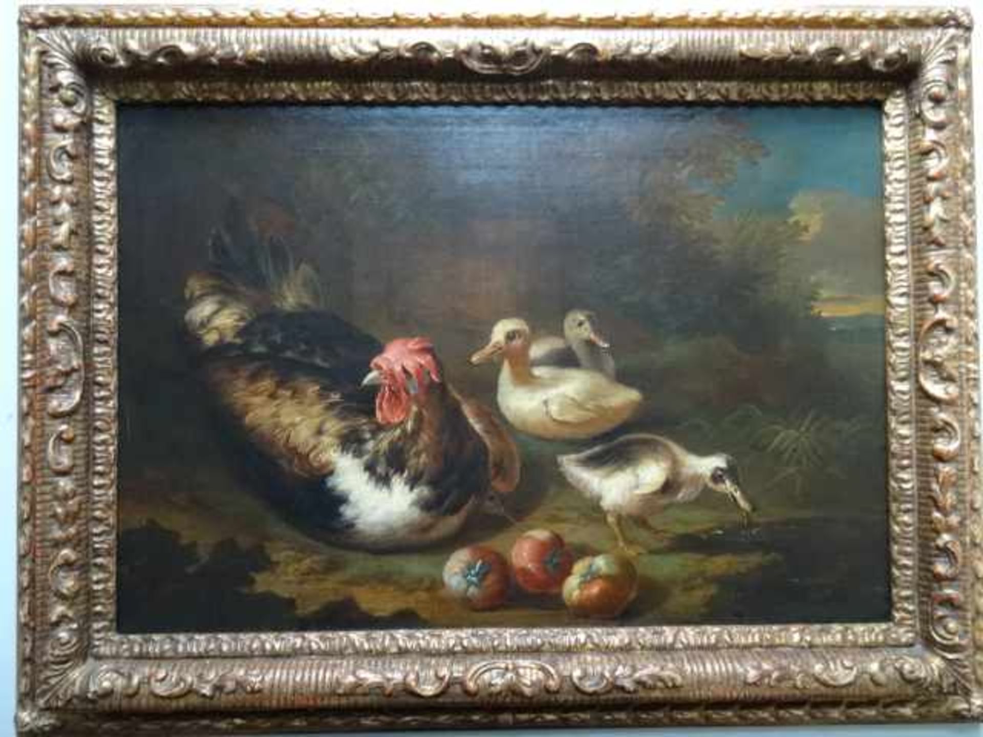 Tamm, Franz Werner von (?) (Hamburg 1658 - 1724 Wien). Henne mit drei Küken. Öl auf Leinwand. (Um - Bild 2 aus 5