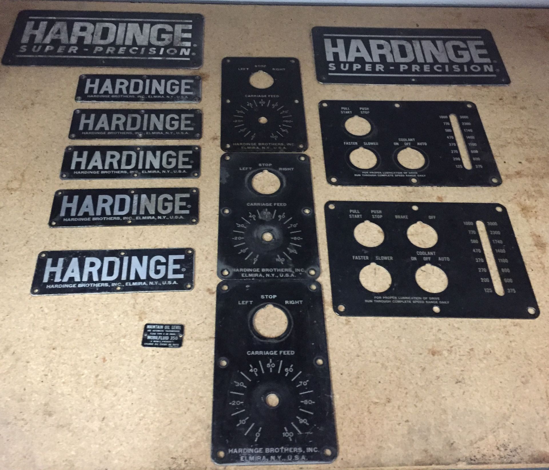 13 x Hardinge Metal Identification Plates / Labels