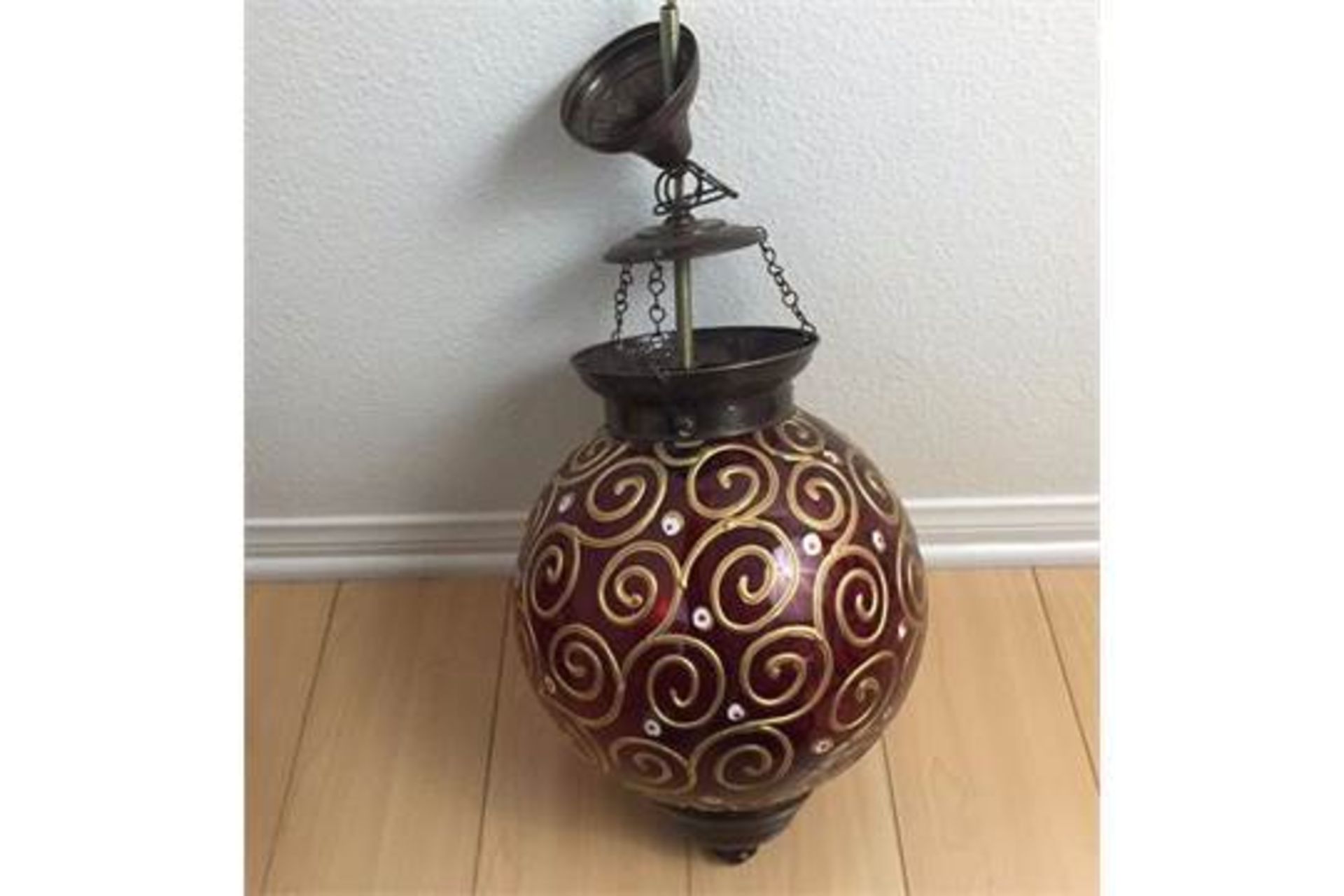 Set of 2 Antique Indian Handcrafted, Glassblown Refurnished Oil Lamp