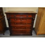 Victorian mahogany finished chest of 2 short and 4 long fitted graduated drawers (been cut in half)