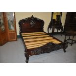 Reproduction continental carved mahogany 5ft bed
