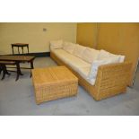 Sectional wicker and cane conservatory seating with matching storage box