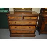 Edwardian Empire style chest of 2 short and 3 long drawers with turned ebonised knob handles in
