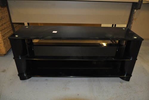 Black glass 3-tier TV stand