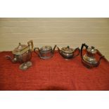 4 Edwardian/Victorian silver plated teapots