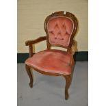 Reproduction armchair in pink dralon