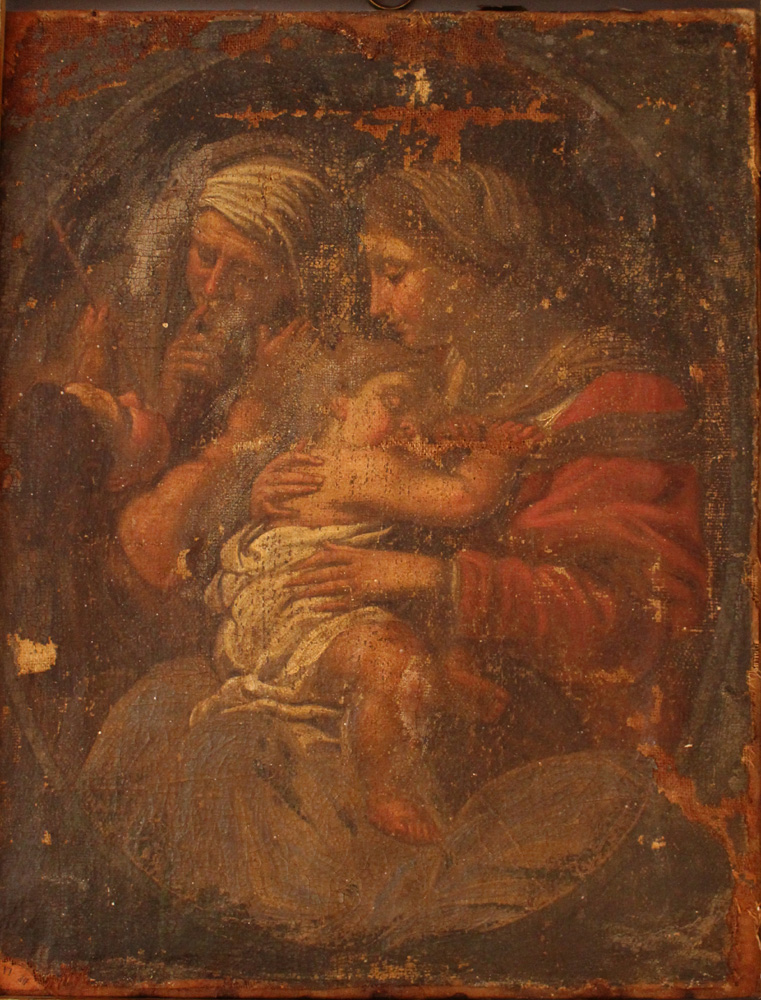 Central Italian School 17th Century, Maria with Saint John, Jesus and Saint Anna; oil on canvas, - Image 3 of 3