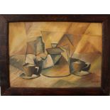 Bohumil Kubišta (1884-1918)-attributed, Cubistic still life, oil on canvas, signed bottom right