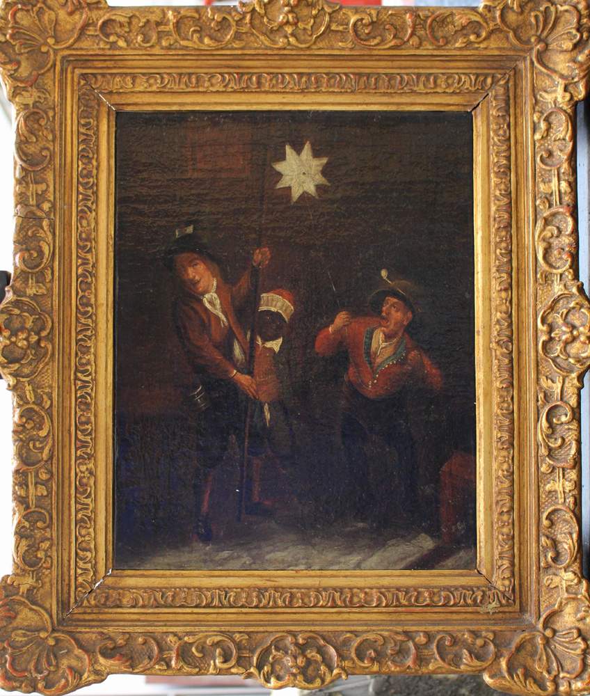 Dutch School 18th Century, Three starsingers, oil on canvas; framed. 38x29cm