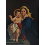 Roman artist 19th Century, Maria with Jesus; oil on canvas. 82x61cm