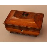 Biedermeier needlework casket, rectangular shaped and bowed form; cherrywood with walnut and other