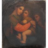 Italian School 18th/19th Century, Madonna della Sedia, painted in oval form, oil on canvas. 80x74cm