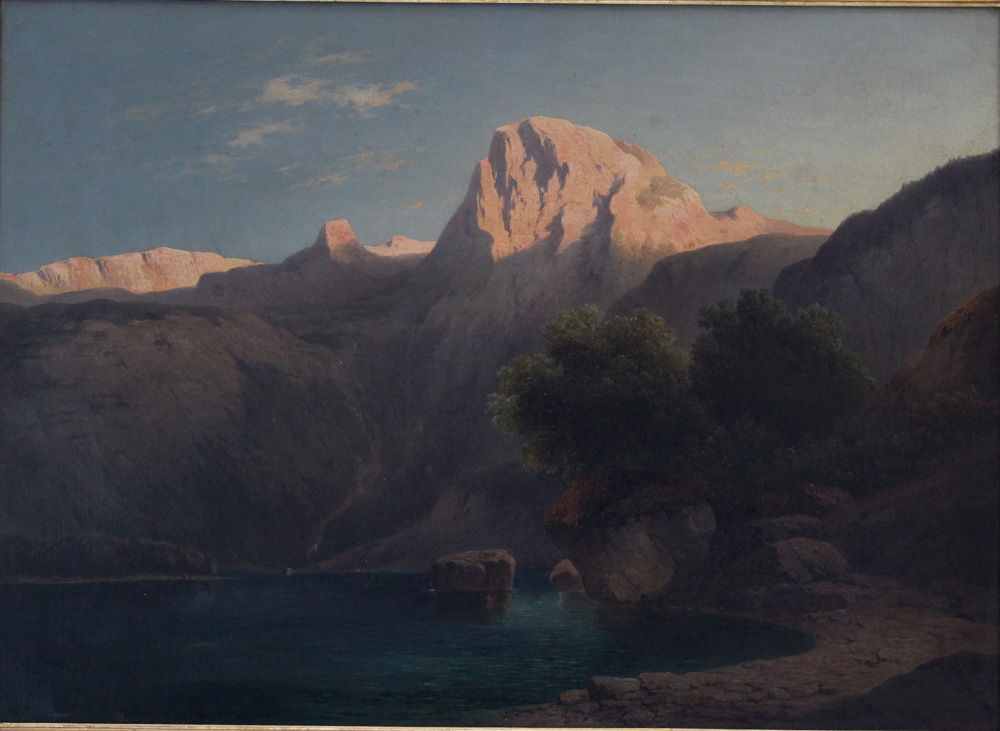Carl Lafite (1830 – 1900), View of the Gosausee with the Dachstein, oil on canvas, signed bottom - Image 2 of 3