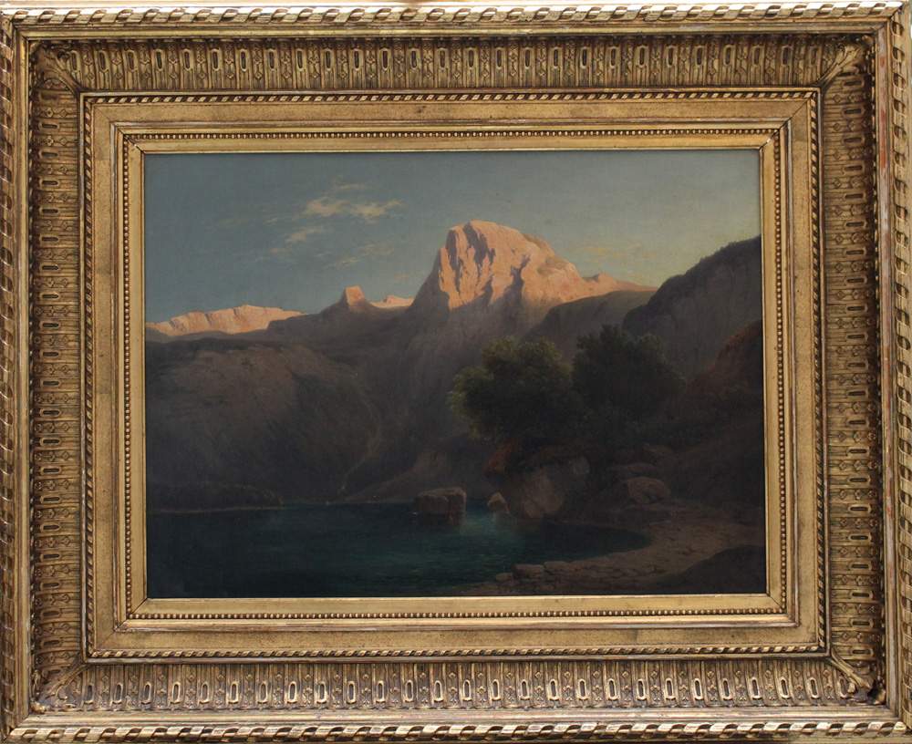 Carl Lafite (1830 – 1900), View of the Gosausee with the Dachstein, oil on canvas, signed bottom