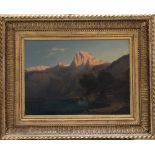 Carl Lafite (1830 – 1900), View of the Gosausee with the Dachstein, oil on canvas, signed bottom