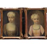 Ivan Nikitich Nikitin (1690–1741)-attributed, Pair of baroque girl portraits on brown backgrounds,