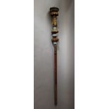 Large Venetian candle holder on wooden stick, wood carved with achantus leaves decorations and