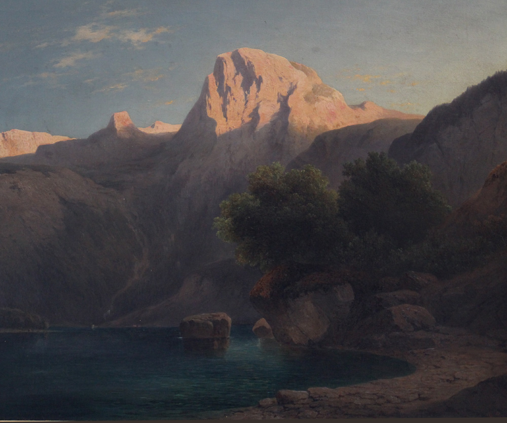 Carl Lafite (1830 – 1900), View of the Gosausee with the Dachstein, oil on canvas, signed bottom - Image 3 of 3