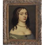 Dutch School around 1700, Portrait of a young lady with pearl necklace; oil on canvas, framed.