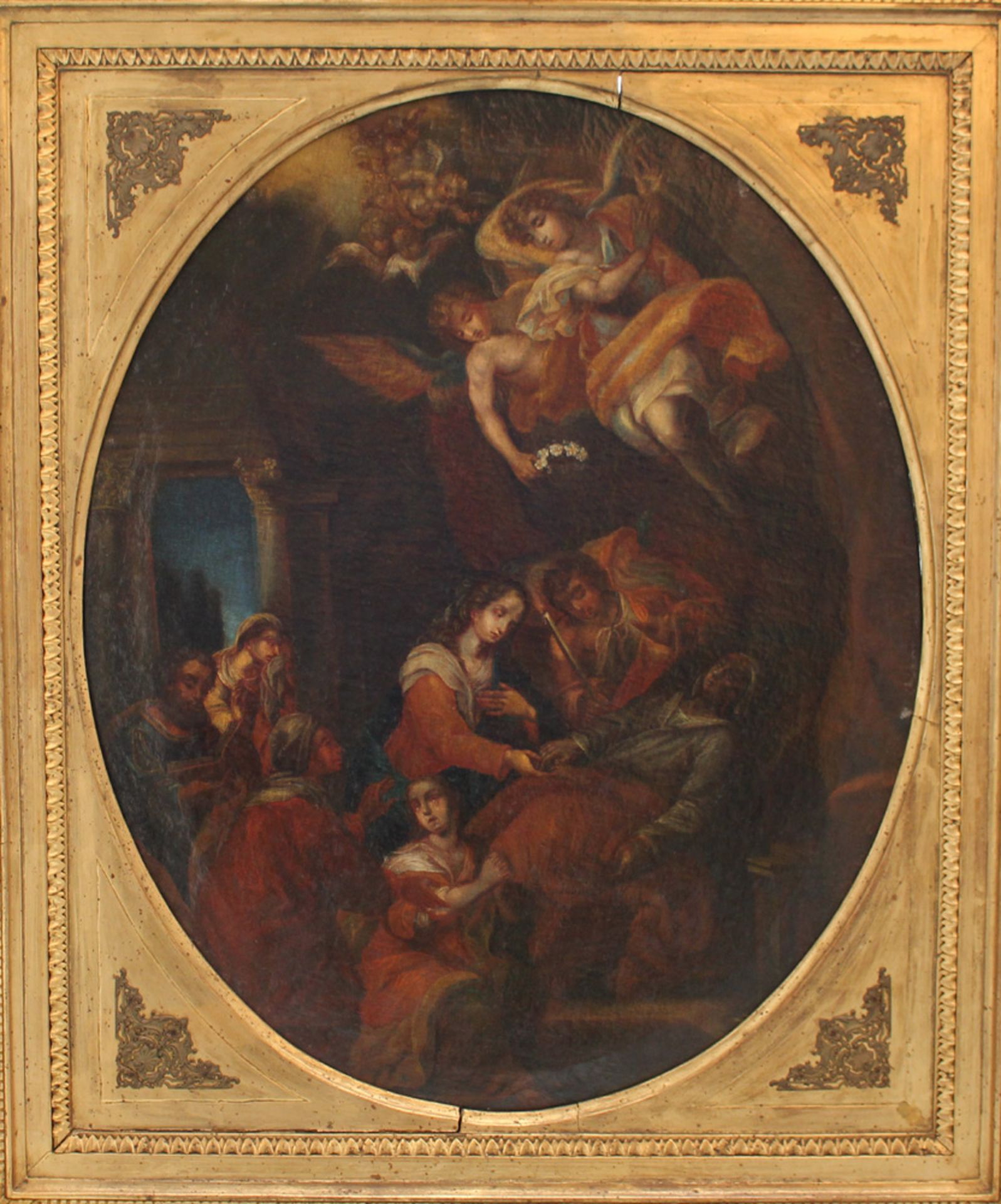 Giuseppe Nuvolone (1619-1703)-attributed, Death of Saint Anne, painted in oval, oil on canvas; in - Bild 2 aus 3