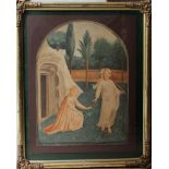 Italian artist 1st half 19th Century, Jesus and Maria, watercolour on paper, signed bottom left "