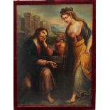 Tuscan School 18th/19th Century, Jesus and the Samaritan woman at the well, oil on canvas, framed.