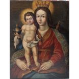 Flemish School around 1700, Maria with Jesus, oil on canvas. 70x54cm