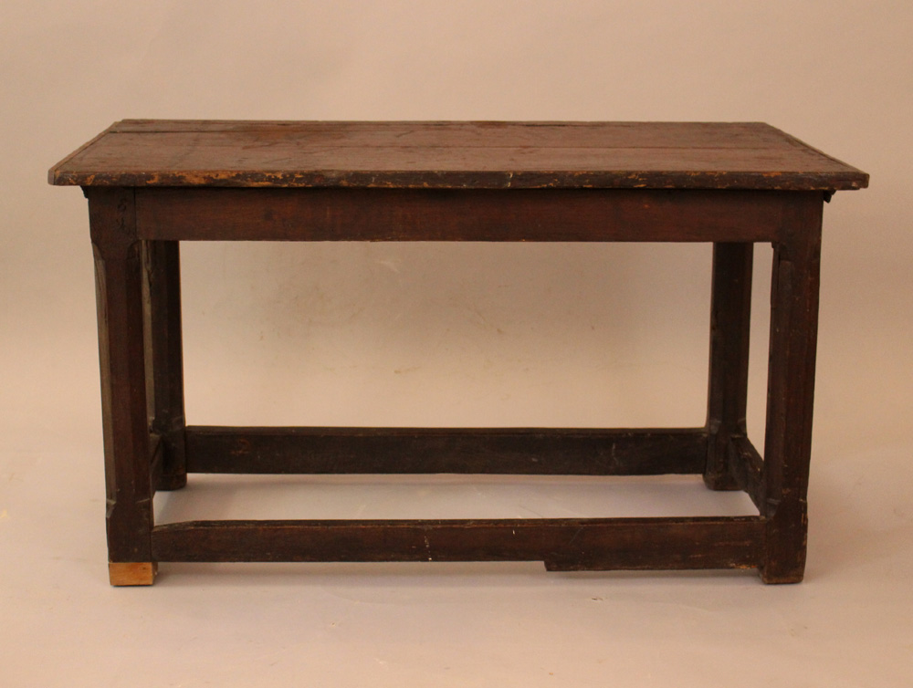 English gothic small oak table, on four legs, with connection panels on the bottom, canted legs, - Image 3 of 3