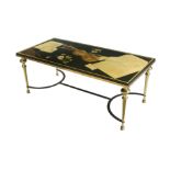 An Italian scagliola and brass low table