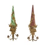 A pair of wall appliques in faux porphyry en malachite