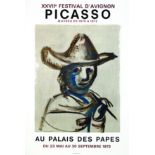 Picasso 1973 PICASSO PABLO Au Palais des Pâpes. 1973. Mourlot Aff. Entoilée. / Poster on Linen T.B.