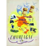 Champagne ( tous les Vignobles ) - gouache signée Magi vers 1930 Gouache / Gouach T.B.E. A - 39,5