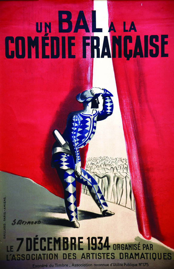 Bal de la Comedie Française 1934 REYMOND S. Gaillard Paris - Amiens 1 Affiche Non-Entoilée /