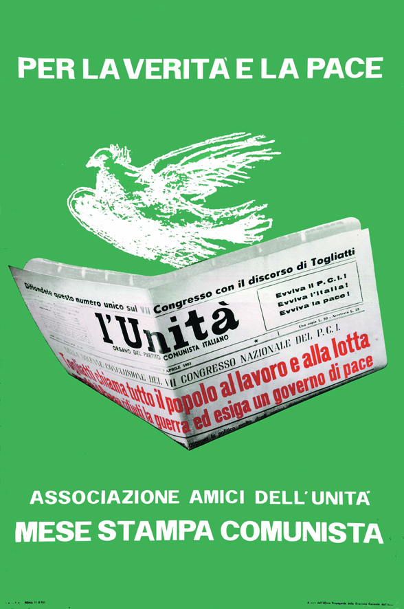 Per la verita e la Pace - L'Unita vers 1950 PICASSO PABLO d'après) Unita Affiche entoilée/ Poster on