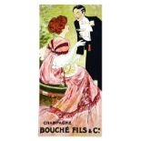 Champagne Bouché Fils & co vers 1900 SYLVESTRE L. La Lithographie Parisienne Paris Affiche entoilée/