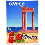 Rhodes 1935 RODI EGON HUBER Pizzi & Pizio Milano - Roma Affiche entoilée/ Poster on Linnen T.B.E.