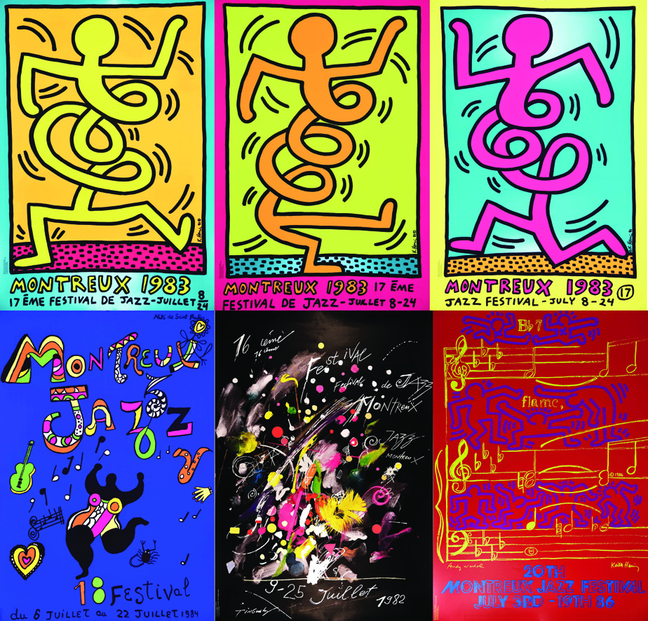 Lot de 6 Affiche du Jazz Festival Montreux par Keith Harring- Niki de St Phale -Tingueli- Warhol Lot