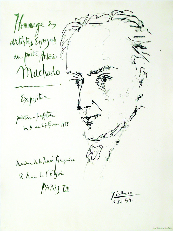Maison de la Pensée Française 1955 PICASSO PABLO Homage au Poëte Antonio Machado Impression