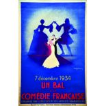 Bal de la Comedie Française 1934 BERTAUX LUCIEN Gaillard Paris - Amiens 1 Affiche Non-Entoilée /