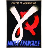 Milice française contre le communisme vers 1941 ERIC Affiche entoilée/ Poster on Linnen B.E. B +