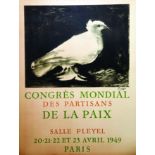 Congrès Mondial de la Paix Paris Salle Pleyel 1949 PICASSO PABLO Mourlot Paris Affiche entoilée/