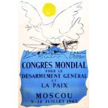 Congrès Mondial Pour La Paix Moscou 1962 1962 PICASSO PABLO Mourlot Affiche entoilée/ Poster on