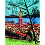 Saint Tropez - Galerie Maurice Garnier 1978 BUFFET BERNARD Mourlot Affiche entoilée/ Poster on
