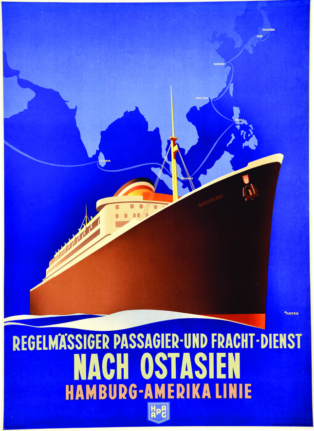 Extrème Orient - Nach Ostasien - Hamburg - Amerika Linie vers 1930 ANTON Mühlmeister & Johler