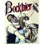 Bockbier vers 1900 Aff. Entoillée B.E. B + 59 x 46 cm Guaranteed Original & Vintage, No