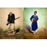 lot de 2 Aff : Infanterie de Marine - Tirailleur Algerien vers 1900 LEGRAS A. Lot de 2 Affiches