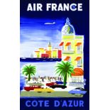 Cote d'Azur 1952 VILLEMOT BERNARD Hubert Baille & Cie Paris Affiche entoilée/ Poster on Linnen T.B.